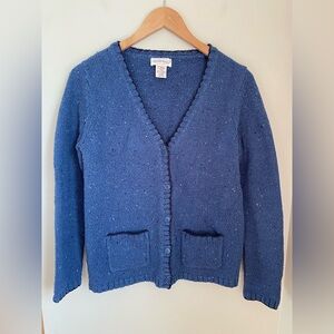 Vintage Northern Reflections Blue Speckled Knit Cardigan Sweater V-Neck XS